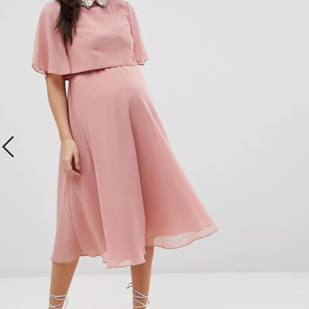ASOS Maternity Jeweled Collar Pink Dress